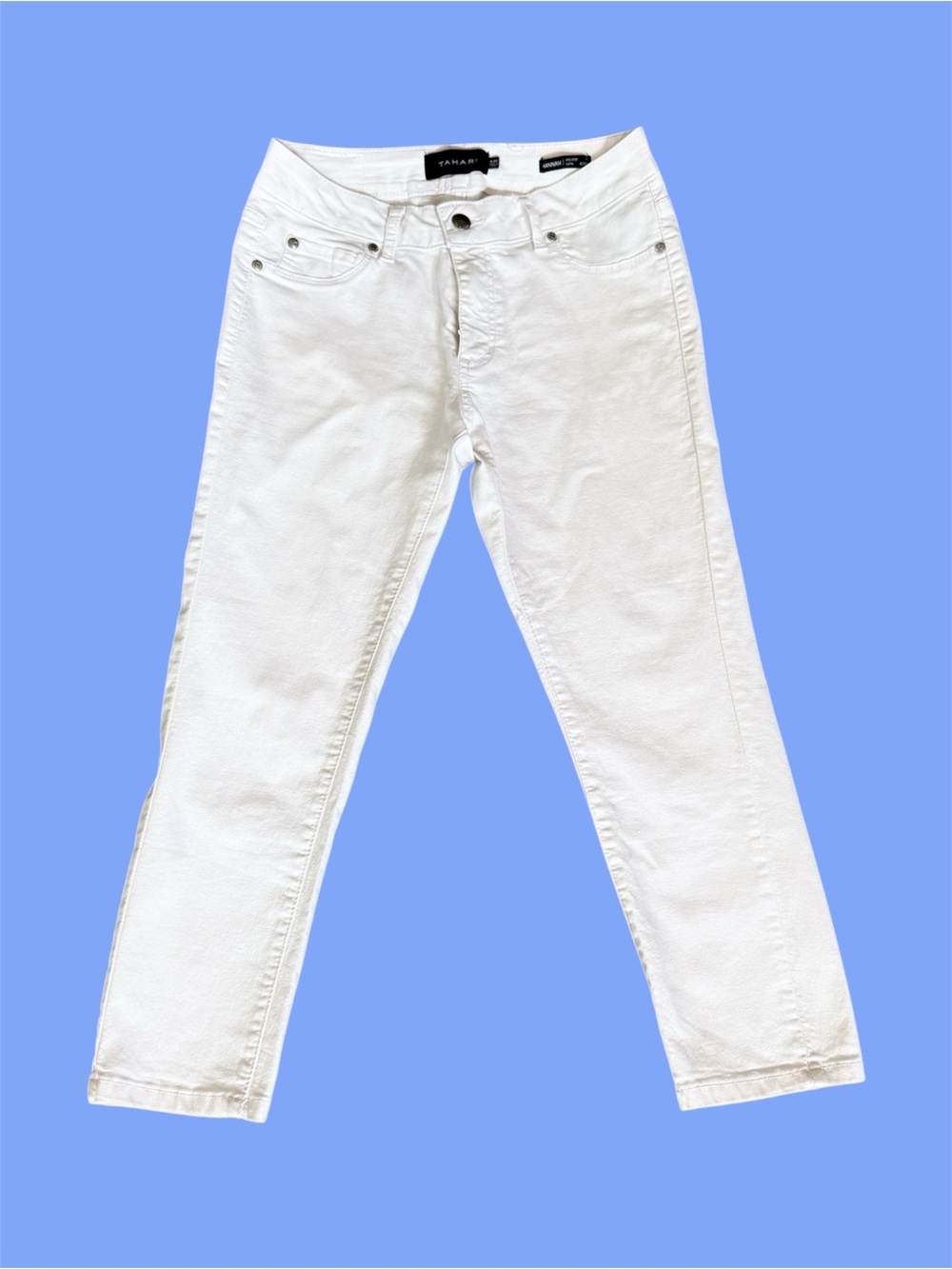 TAHARI White Hannah Cropped Stretch Jeans Size 6 EUC